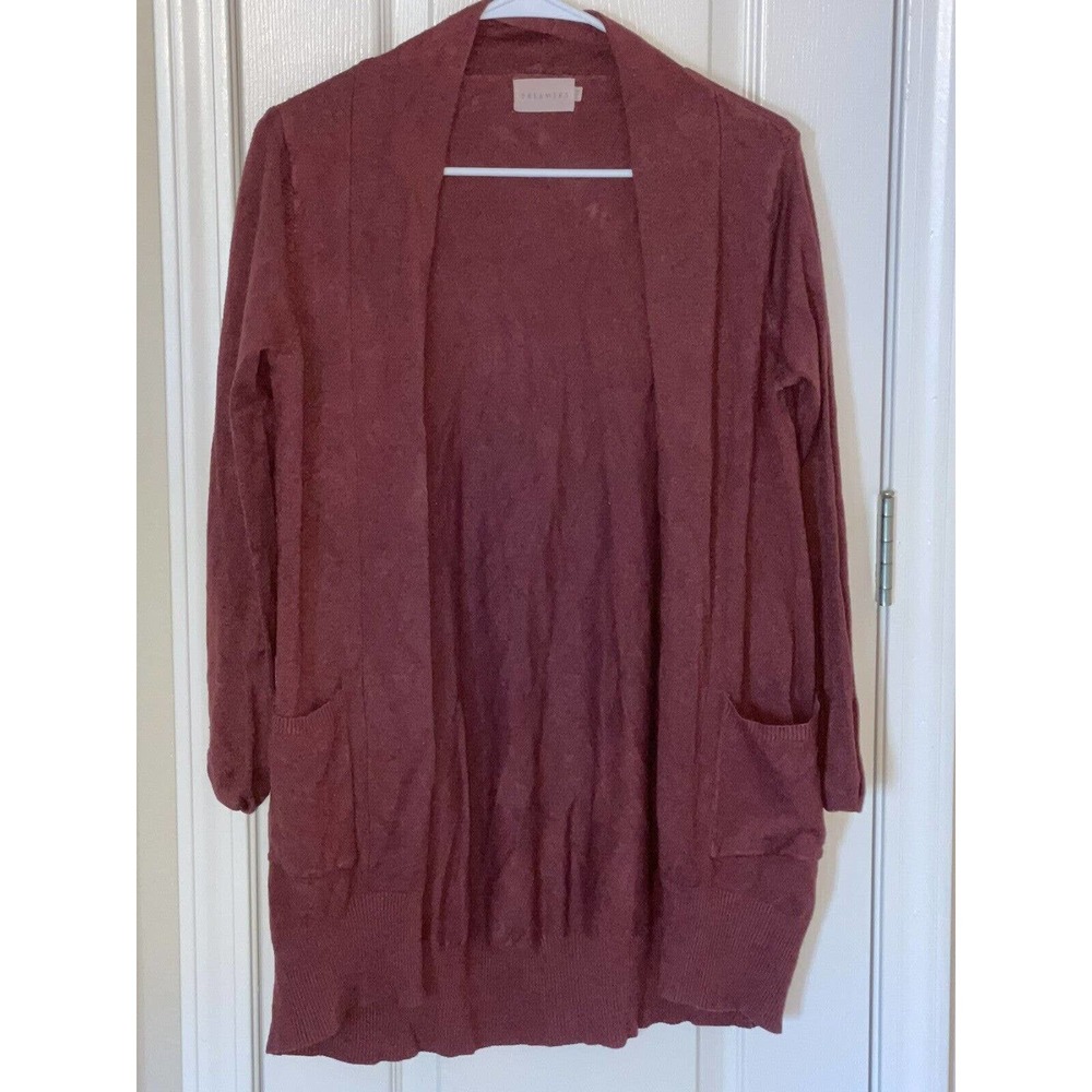 Dreamers Women's Rust Open Front Cardigan Caged Back Size Large Boho S/M